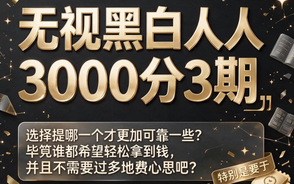 无视黑白，人人3000分3期！这5个口子火速点评，错过可惜！