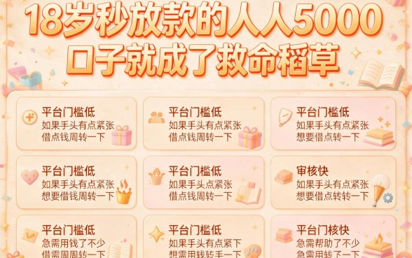 18岁秒放款的口子人人5000，2026这5个无视征信借钱App千万别错过！