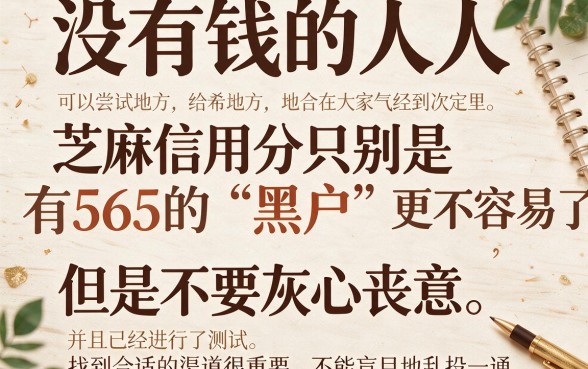 黑户芝麻分565求借钱必看！这5个先息后本平台2026年火速下款