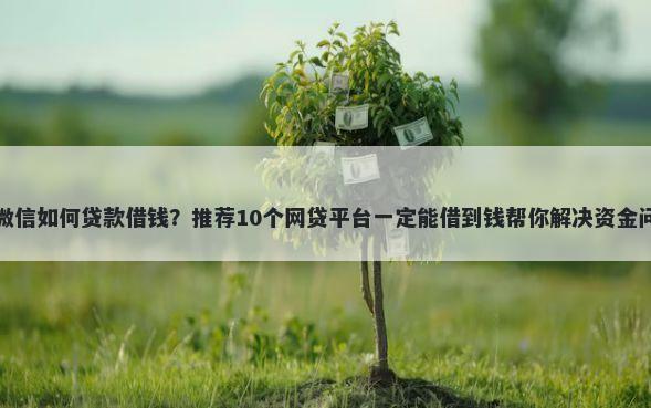 在微信如何贷款借钱？推荐10个网贷平台一定能借到钱帮你解决资金问题