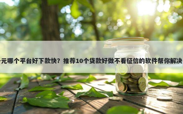 贷款几千元哪个平台好下款快？推荐10个贷款好做不看征信的软件帮你解决资金问题