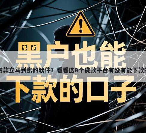 贷款立马到账的软件？看看这8个贷款平台有没有能下款的