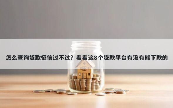怎么查询贷款征信过不过？看看这8个贷款平台有没有能下款的