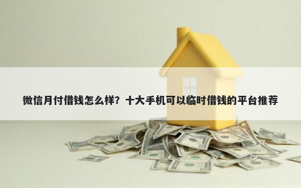 微信月付借钱怎么样？十大手机可以临时借钱的平台推荐