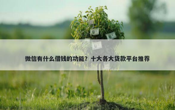 微信有什么借钱的功能？十大各大贷款平台推荐