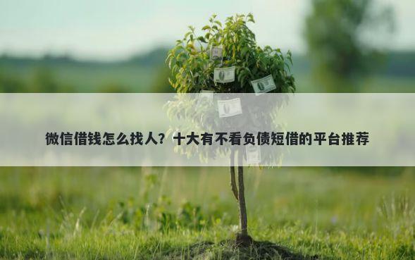 微信借钱怎么找人？十大有不看负债短借的平台推荐