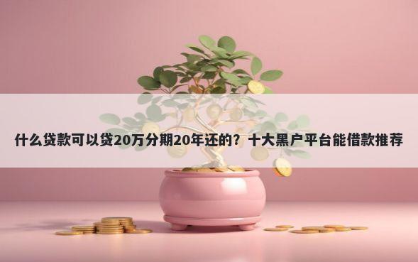 什么贷款可以贷20万分期20年还的？十大黑户平台能借款推荐