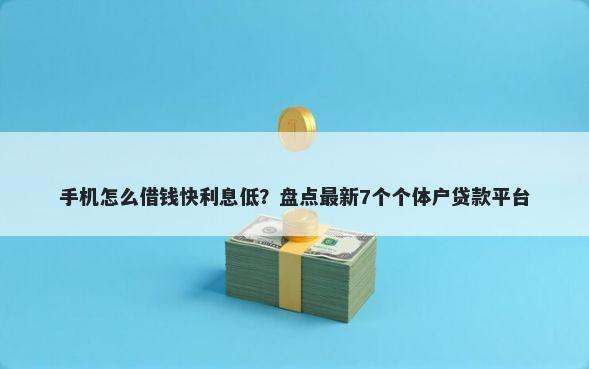 手机怎么借钱快利息低？盘点最新7个个体户贷款平台
