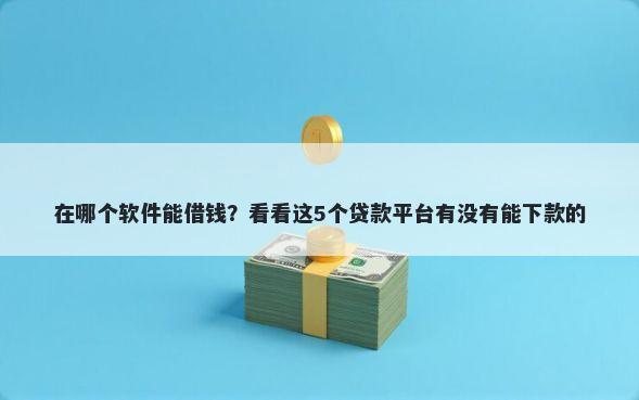 在哪个软件能借钱？看看这5个贷款平台有没有能下款的